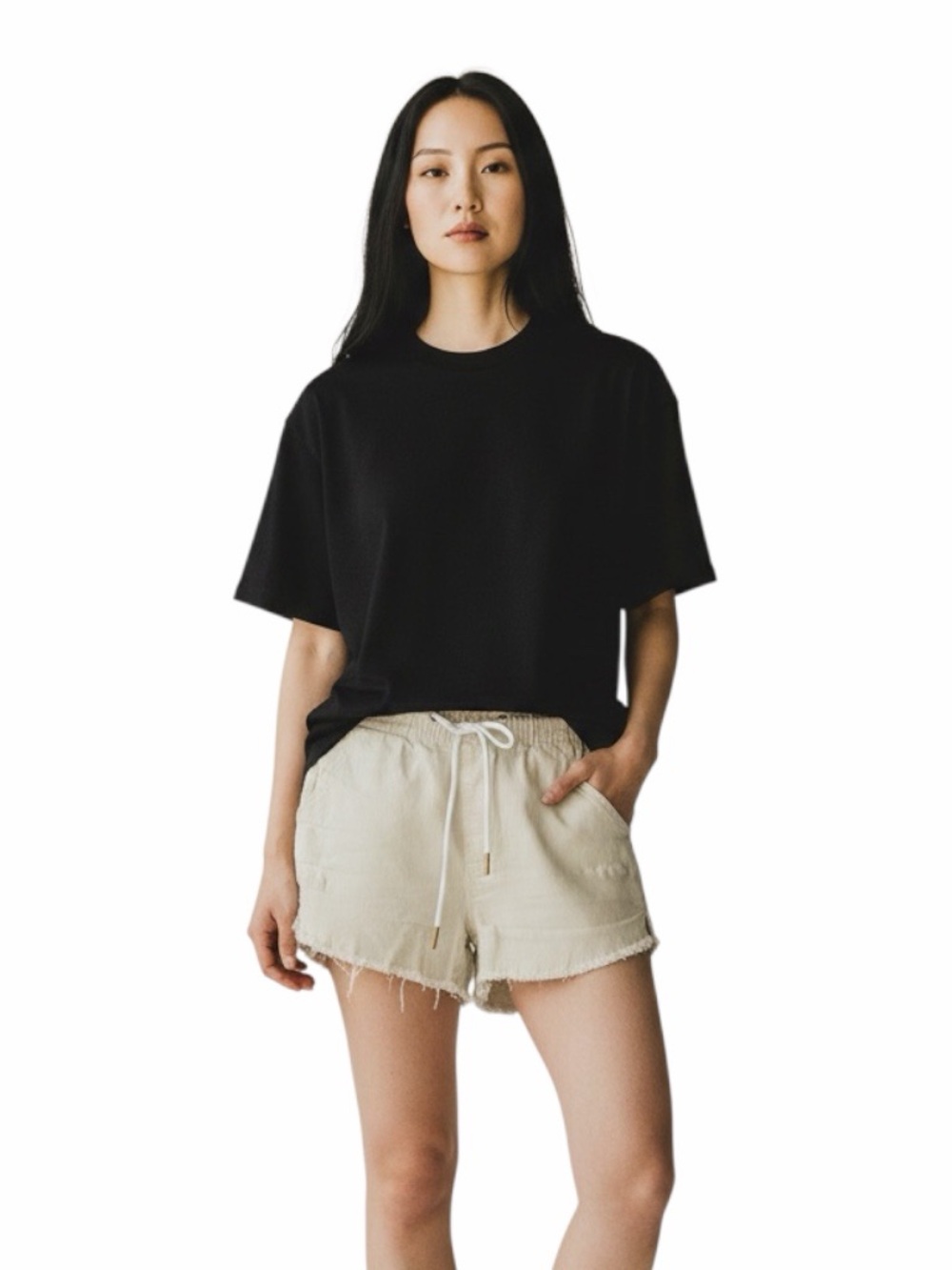 GUESS Light Green Drawstring Shorts Frayed Hem Casual Size S